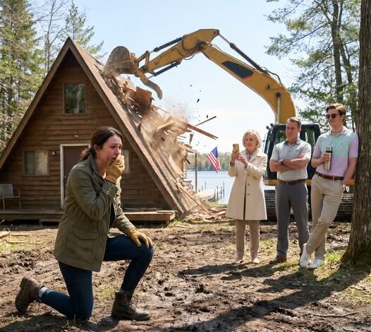 Térdre rogytam a sárban, miközben egy 30 tonnás buldózer összezúzta az 500 000 dolláros tóparti házat, amihez a megtakarított pénzemet költöttem, miközben anyám kint állt a porban, nevetve és az arcomat firkantva, mielőtt elmosolyodott: „Ez most a bátyád földje. Menj, bérelj egy szobát!” – egészen addig, amíg a vödör el nem érte azt a partszakaszt, amiről azt hitték, hogy csak gyom.