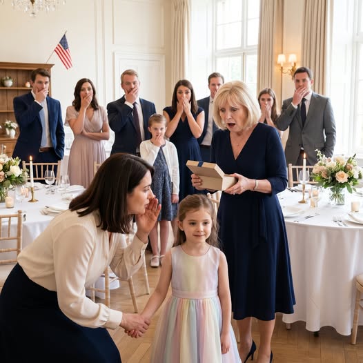 W trakcie rodzinnego obiadu moja mama spokojnie powiedziała: „Twoja córka nie jest zaproszona na moje urodziny” — moja 12-letnia córka znieruchomiała, wszyscy jedli, jakby nic się nie stało, więc ja też nie poszłam, tylko wysłałam jej prezent tego dnia… A kiedy go otworzyła, jej twarz się zmieniła, a mój tata pochylił się i szepnął: „Co zrobiłaś?”