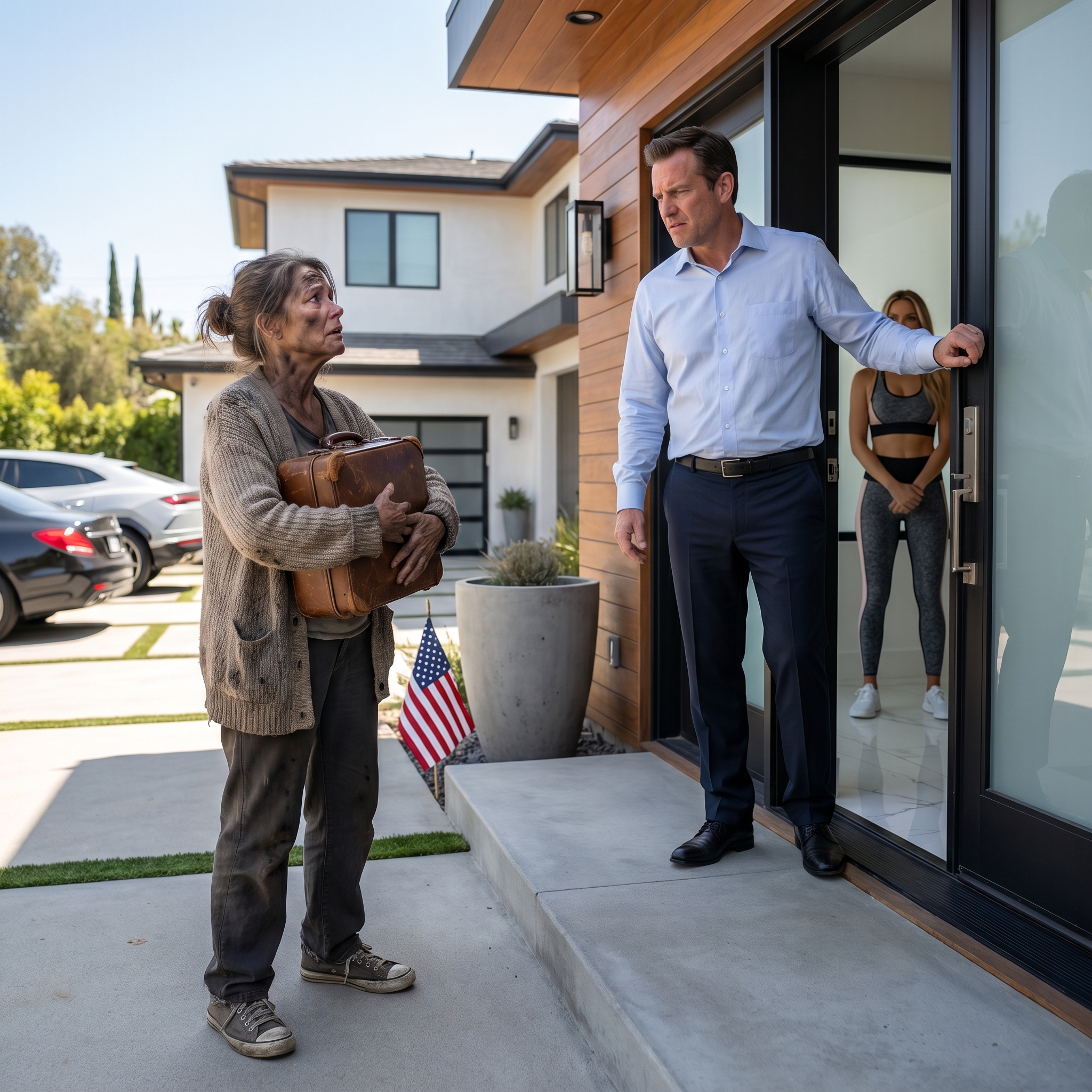 A házam porig égett, ezért egyetlen bőrönddel érkeztem a lányom villájához – A vejem eltorlaszolta a kaput, és azt mondta, hogy pácoljam be az importált márványpadlóját, aztán nevettek, amikor a sajátomként neveltem fel az árva fiút… Egészen addig, amíg egy sor fekete terepjáró fel nem gurult a dombon.