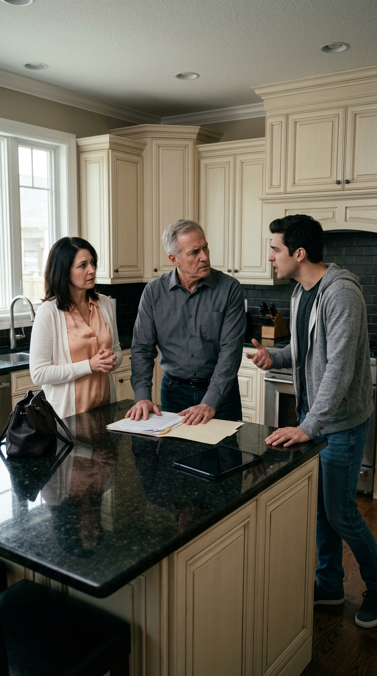 Áthelyeztem a fizetésemet, és zároltam minden számlát. Amikor hazaértem, a feleségem és a 29 éves fia a konyhában vártak, és azt kérdezték, miért utasították el a kártyámat – és mit tettem a „pénzünkkel”. Kinyitottam a mappát.